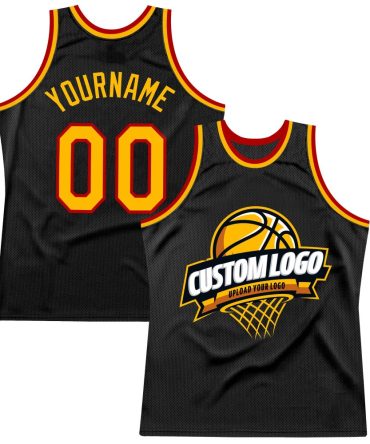 Custom Black Gold-Red Throwback Basketball Jersey, Gift For Basketball Fans