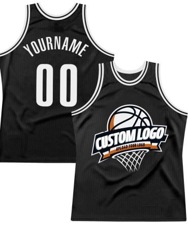 Custom Black White Authentic Throwback Basketball Jersey, Gift For Basketball Fans