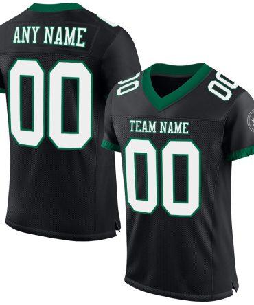 Custom Black White-Kelly Green Football Jersey, Gift For Football Fans