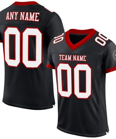 Custom Black White-Red Football Jersey, Gift For Football Fans