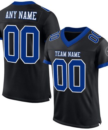 Custom Black Royal-White Football Jersey, Gift For Football Fans