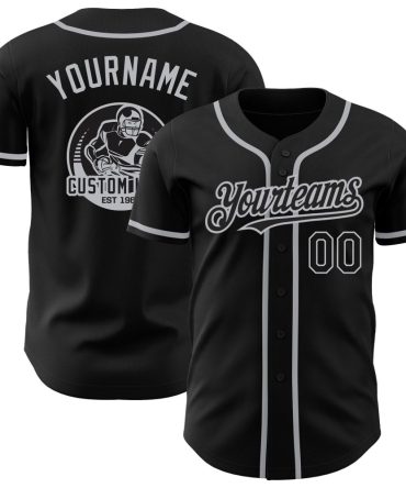 Custom Black Gray Baseball Jersey, Gift For Baseball Fans