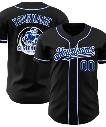 Custom Black Royal-White Baseball Jersey, Gift For Baseball Fans
