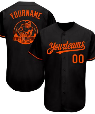 Custom Black Orange Baseball Jersey, Gift For Baseball Fans