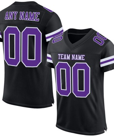 Custom Black Purple-White Football Jersey, Gift For Football Fans