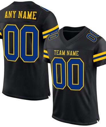 Custom Black Royal-Yellow Football Jersey, Gift For Football Fans