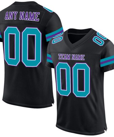 Custom Black Teal-Purple Football Jersey, Gift For Football Fans
