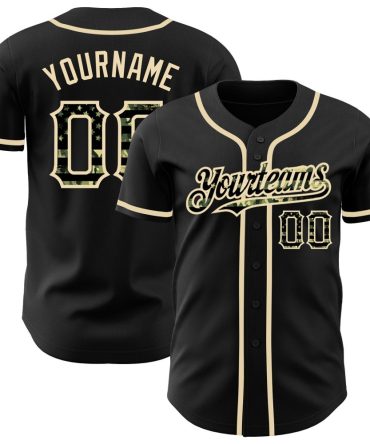 Custom Black Olive Camo Usa Flag-City Cream Baseball Jersey, Gift For Baseball Fans