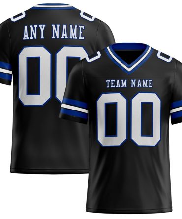 Custom Black White-Royal Authentic Football Jersey, Gift For Football Fans