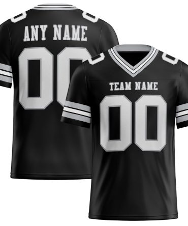 Custom Black White-Gray Authentic Football Jersey, Gift For Football Fans