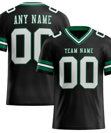 Custom Black White-Kelly Green Authentic Football Jersey, Gift For Football Fans