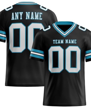 Custom Black White-Panther Blue Authentic Football Jersey, Gift For Football Fans