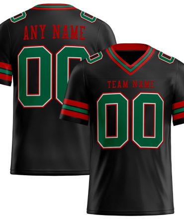 Custom Black Kelly Green-Red Authentic Football Jersey, Gift For Football Fans