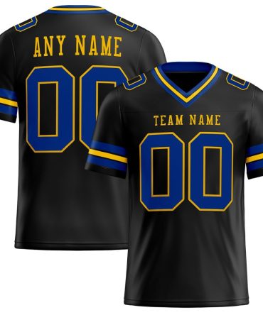 Custom Black Royal-Yellow Authentic Football Jersey, Gift For Football Fans