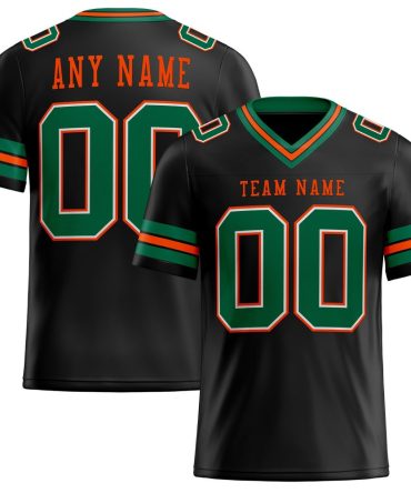 Custom Black Kelly Green-Orange Authentic Football Jersey, Gift For Football Fans