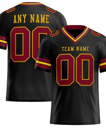 Custom Black Crimson-Gold Authentic Football Jersey, Gift For Football Fans