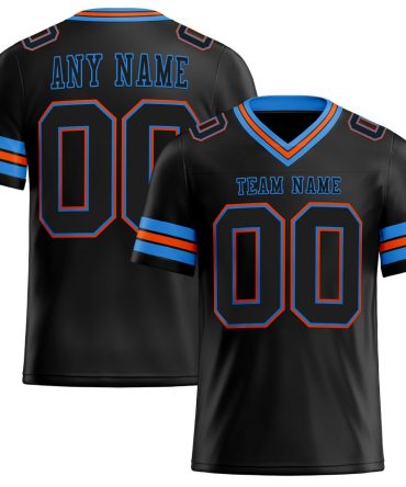 Custom Black Powder Blue-Orange Authentic Football Jersey, Gift For Football Fans