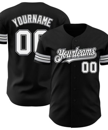 Custom Black White-Gray Baseball Jersey, Gift For Baseball Fans