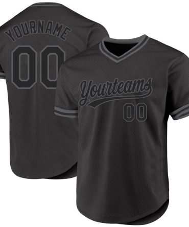 Custom Black Steel Gray Throwback Baseball Jersey, Gift For Baseball Fans