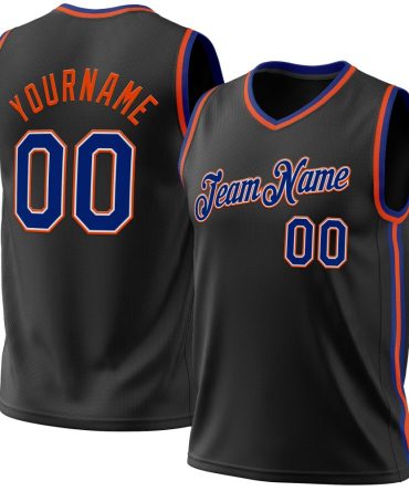 Custom Black Royal-Orange Throwback Basketball Jersey, Gift For Basketball Fans