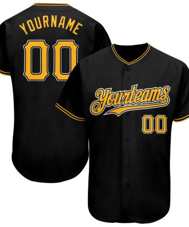 Custom Black Gold-White Baseball Jersey, Gift For Baseball Fans