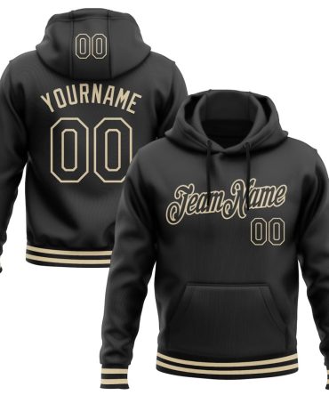 Custom Black Cream Sports Pullover Sweatshirt Hoodie, Gift For Football, Baseball, Hockey, Basketball, Softball & Rugby Fans