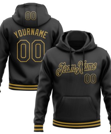 Custom Black Old Gold Sports Pullover Sweatshirt Hoodie, Gift For Football, Baseball, Hockey, Basketball, Softball & Rugby Fans
