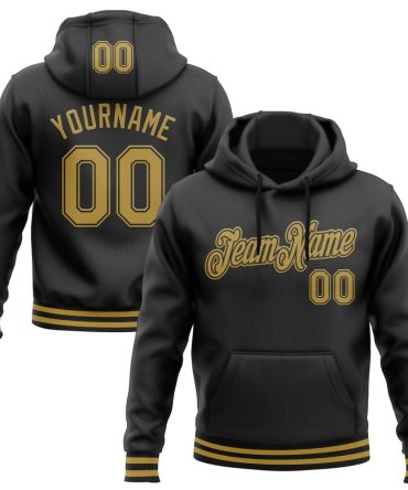 Custom Black Old Gold Sports Pullover Sweatshirt Hoodie, Gift For Football, Baseball, Hockey, Basketball, Softball & Rugby Fans