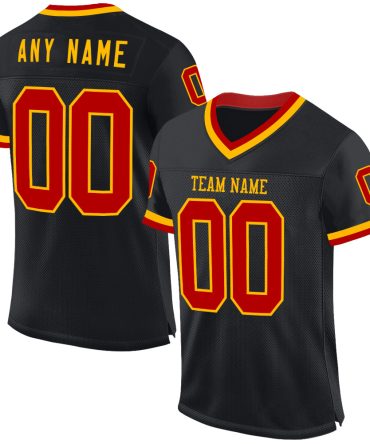 Custom Black Red-Gold Throwback Football Jersey, Gift For Football Fans