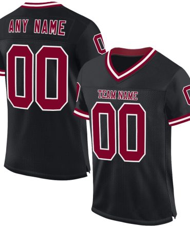 Custom Black Maroon-White Throwback Football Jersey, Gift For Football Fans