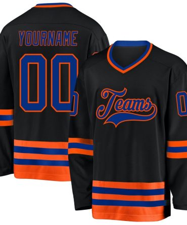 Custom Black Royal-Orange Hockey Jersey, Gift For Hockey Fans