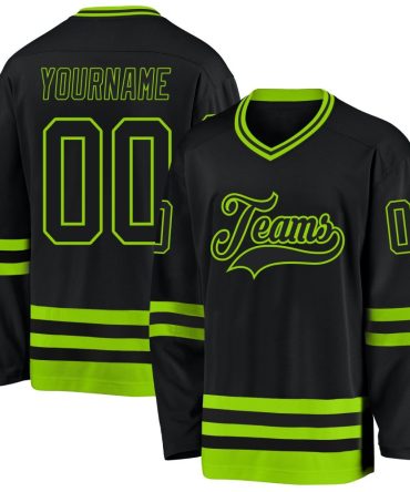 Custom Black Neon Green Hockey Jersey, Gift For Hockey Fans