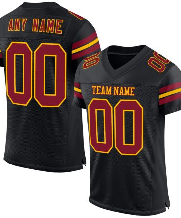 Custom Black Crimson-Gold Football Jersey, Gift For Football Fans