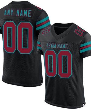 Custom Black Crimson-Teal Football Jersey, Gift For Football Fans