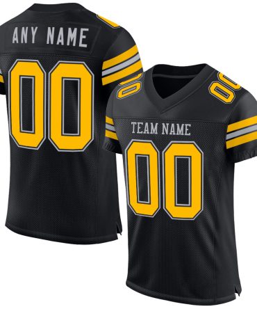Custom Black Gold-Gray Football Jersey, Gift For Football Fans