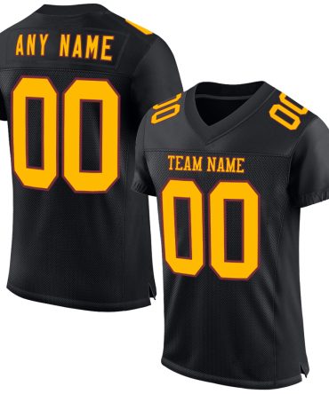 Custom Black Gold-Burgundy Football Jersey, Gift For Football Fans