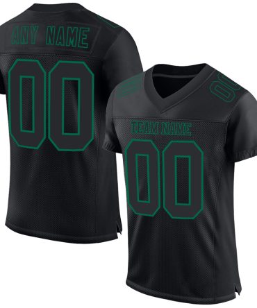 Custom Black Kelly Green Football Jersey, Gift For Football Fans