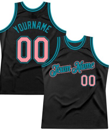 Custom Black Medium Pink-Teal Throwback Basketball Jersey, Gift For Basketball Fans