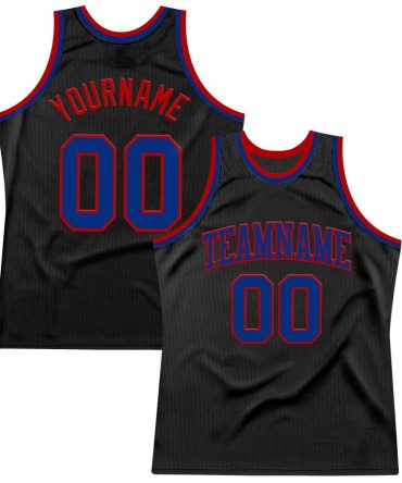 Custom Black Royal-Red Throwback Basketball Jersey, Gift For Basketball Fans