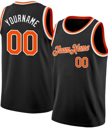 Custom Black Orange-White Basketball Jersey, Gift For Basketball Fans