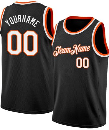 Custom Black White-Orange Basketball Jersey, Gift For Basketball Fans