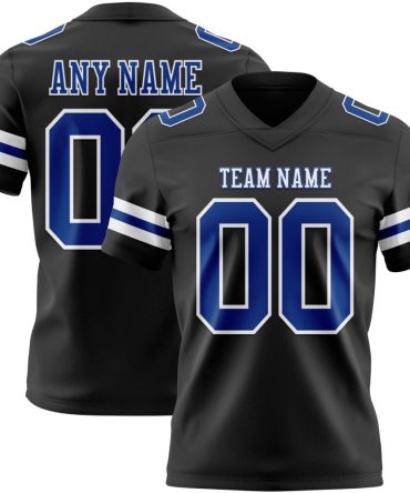 Custom Black Royal-White Authentic Football Jersey, Gift For Football Fans