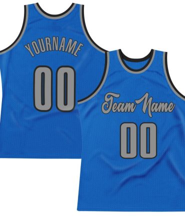 Custom Blue Gray-Black Throwback Basketball Jersey, Gift For Basketball Fans