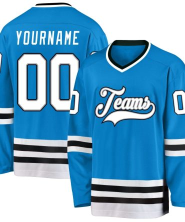 Custom Blue White-Black Hockey Jersey, Gift For Hockey Fans