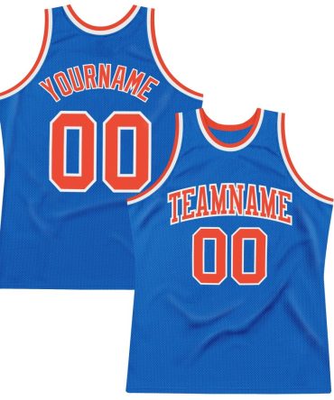 Custom Blue Orange-White Throwback Basketball Jersey, Gift For Basketball Fans