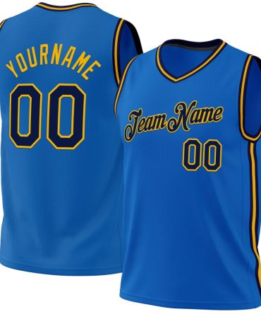 Custom Blue Navy-Gold Throwback Basketball Jersey, Gift For Basketball Fans