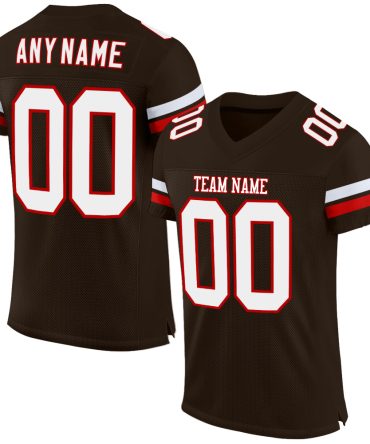 Custom Brown White-Red Football Jersey, Gift For Football Fans