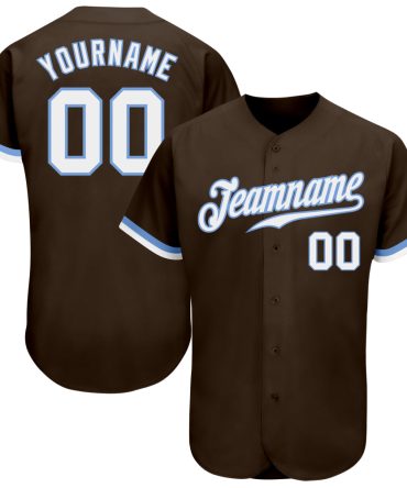 Custom Brown White-Light Blue Baseball Jersey, Gift For Baseball Fans