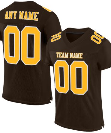 Custom Brown Gold-White Football Jersey, Gift For Football Fans
