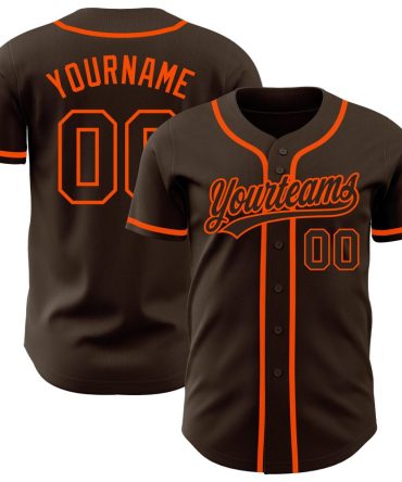 Custom Brown Brown-Orange Baseball Jersey, Gift For Baseball Fans